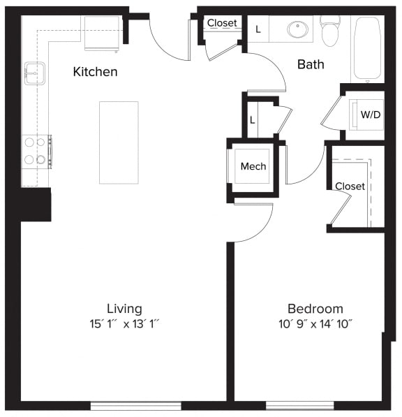 Floor Plan  1 Bedroom - 1 Bath | A01C