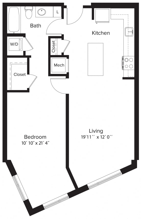 Floor Plan  1 Bedroom - 1 Bath | A02