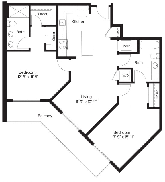 Floor Plan  2 Bedroom - 2 Bath | B08