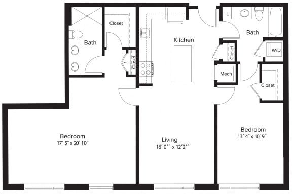 Floor Plan  2 Bedroom - 2 Bath | B03