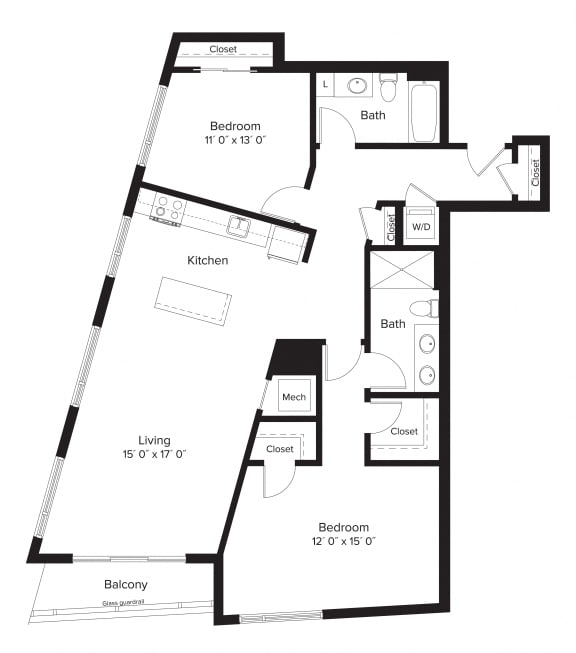 Floor Plan  2 Bedroom - 2 Bath | B05