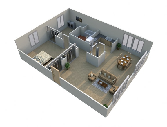 Floor Plan  1 Bed 1 Bath  Floor Plan with Study at Green Acres Apartments,Michigan, 48603