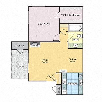 Floor Plan  1-Bed, 1-Bath, 690 SqFt