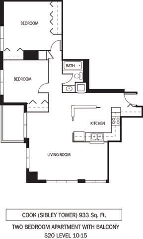 Galtier Towers Cook Floor Plan Galtier Towers Apartments in Lowertown, St. Paul, MN 1 Bedroom 1 Bath Apartment