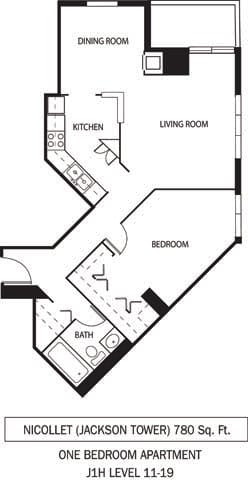 Galtier Towers Nicollet Floor Plan Galtier Towers Apartments in Lowertown, St. Paul, MN 1 Bedroom 1 Bath Apartment