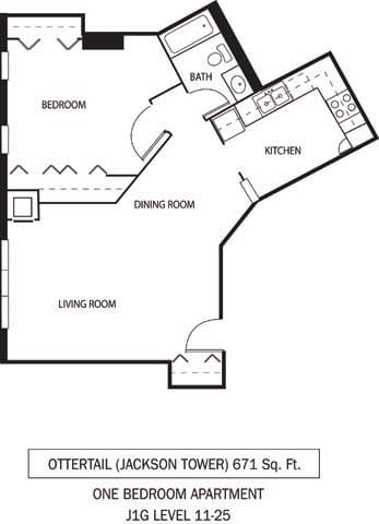 Galtier Towers Ottertail Floor Plan Galtier Towers Apartments in Lowertown, St. Paul, MN 1 Bedroom 1 Bath Apartment