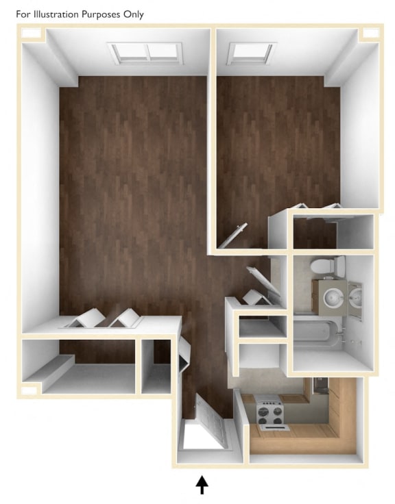 One Bedroom Floor Plan Laurelwood Place Apartments