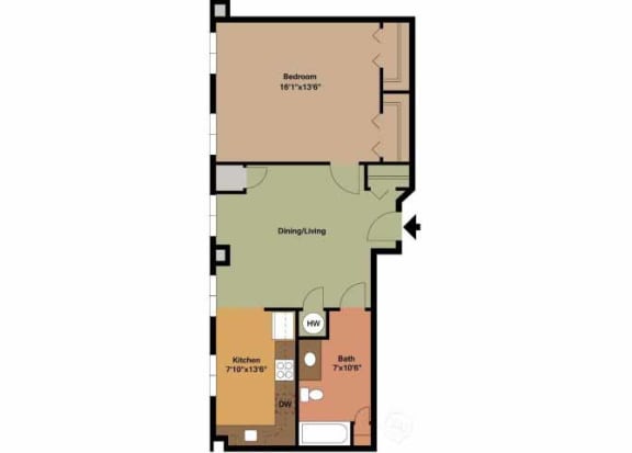 1 Bed 1 Bath Stamford Floor Plan at Carisbrooke at Manchester, Manchester, New Hampshire