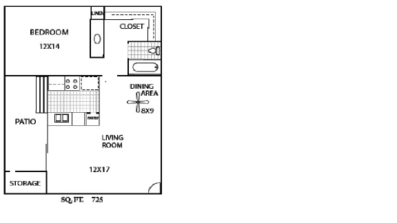 Floor Plan  La Serena Rowland Heights, CA 1x1 Floor Plan 725 SF