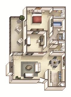 The Westfield Floor Plan The Westfield Floor Plan at Woodcreek Apartments, Cary, NC, 27511