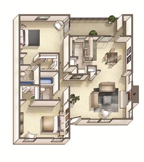 The Somerville Floor Plan The Somerville Floor Plan at Woodcreek Apartments, Cary, NC