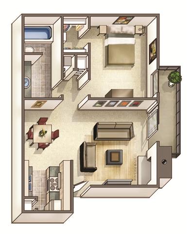The Hampton Floor Plan The Hampton Floor Plan at Woodcreek Apartments, Cary, 27511
