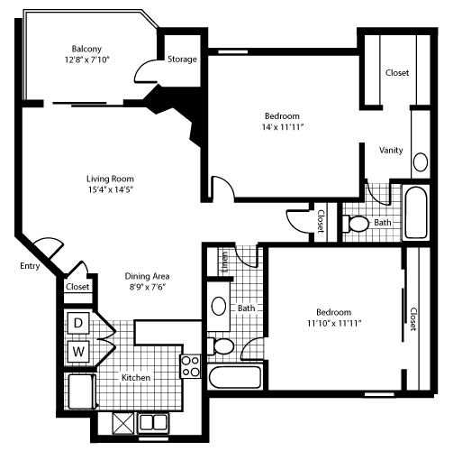 Breckenridge Floor Plan at The Summit Apartments in Mesquite, Texas, TX