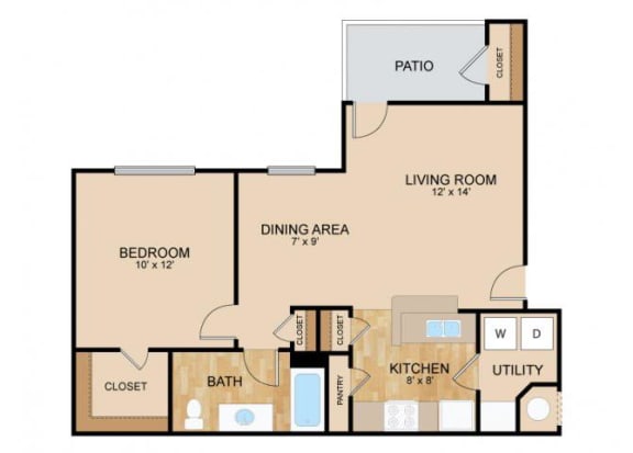 Chatham Cove Floor Plan, at Landings Apartments, The, 10215 Cape Cod Landing, Bellevue, Nebraska