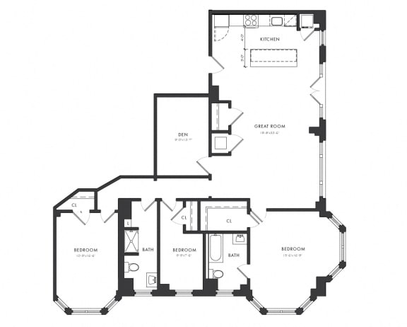 Floor Plan  Residence B - 3 Bedroom &#x2B; Den