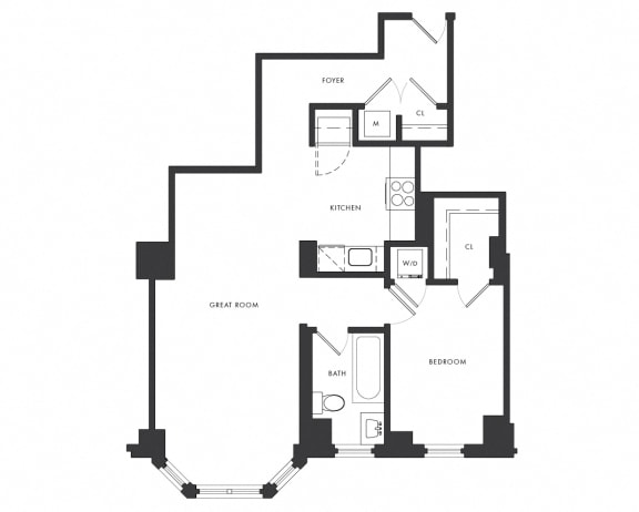  Floor Plan Residence B1 - 1 Bedroom