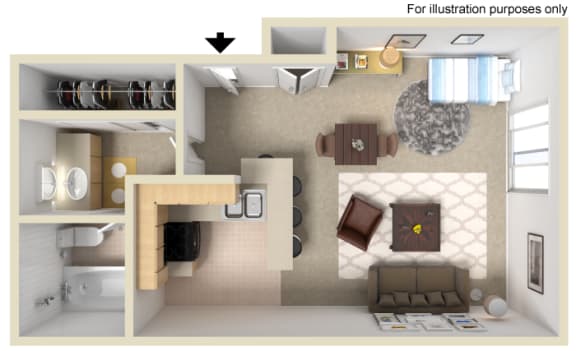 Manhattan Floor Plan - Studio, at Madison Park Apartment Homes, Anaheim, California