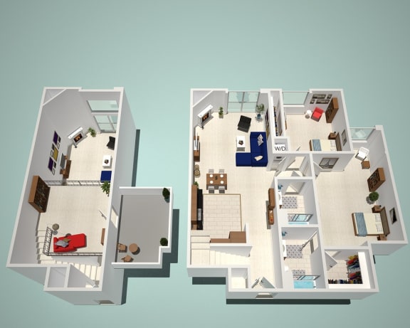 2 Bed - 2 Bath H1 - Penthouse Floor Plan at The Social, North Hollywood, California