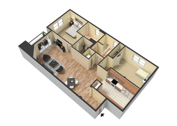 2 Bed - 2 Bath Santorini Floor Plan at Le Blanc Apartment Homes, Canoga Park