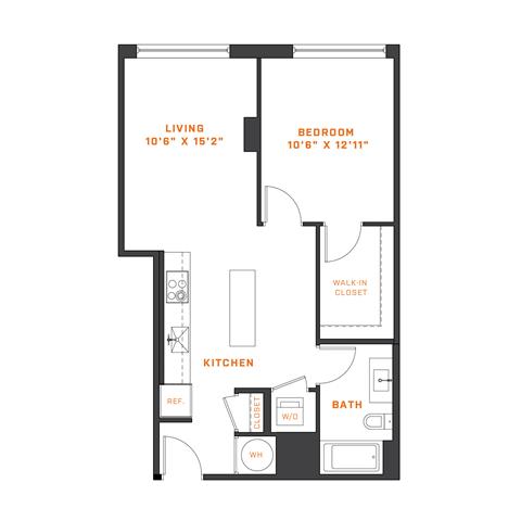 Floor Plan  1 Bedroom - 1 Bath | A07