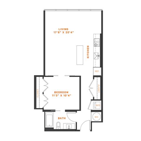 Floor Plan  1 Bedroom - 1 Bath | A10