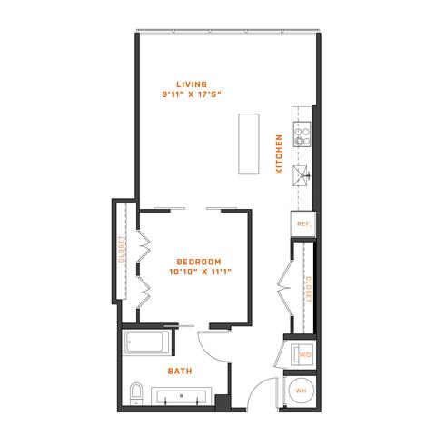 Floor Plan  1 Bedroom - 1 Bath | A11