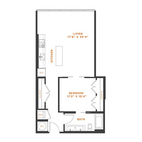 Floor Plan  1 Bedroom - 1 Bath | A12