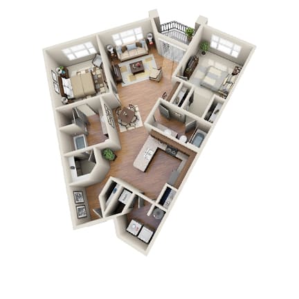 The Baja Floor Plan The Baja Floor Plan at LangTree Lake Norman Apartments, North Carolina