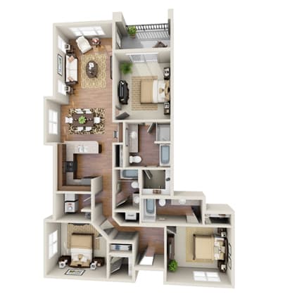 The Donzi Floor Plan The Donzi Floor Plan at LangTree Lake Norman Apartments, North Carolina, 28117