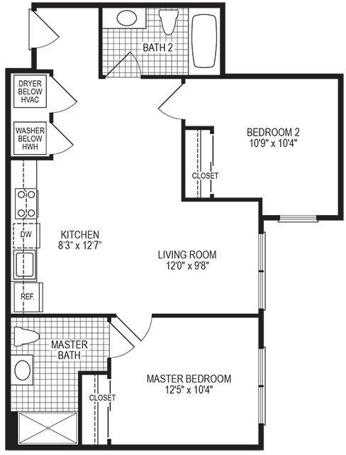 Celcius 2 Bedroom Floorplan at Fahrenheit Apartments, Washington, Washington