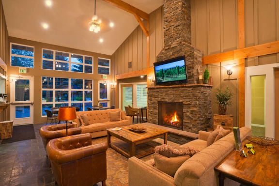 Whimsical Pig Apartments Spokane Valley, Washington Sitting Area and Fireplace
