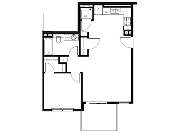 Capitol Yard Apartments_ West Sacramento CA_Floor Plan_One Bedroom One Bathroom A6