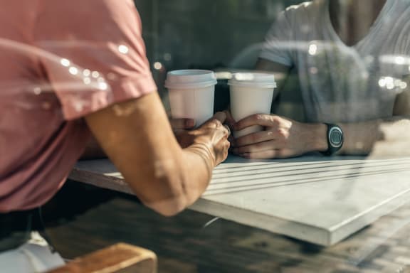 Two Men At The Coffee Shop at Mesh Properties, Austin, 78741