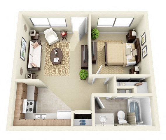 Floor Plan  The Nugget 1 Bed 1 Bathroom Floorplan in the Laughlin School District