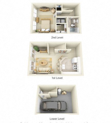 Floor Plan  Harlequin One Bedroom One Bath Floor Plan 3D Image