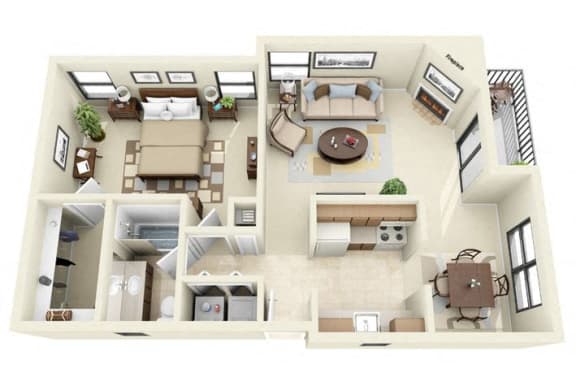 Floor Plan  Rincon | 1 Bedroom 1 Bathroom Floorplan near Tucson mall