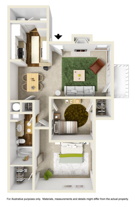 The Hemlock Floor Plan at Willow Ridge Apartments, Charlotte