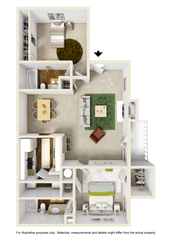 Floor Plan  The Maple Floor Plan at Willow Ridge Apartments, North Carolina, 28210