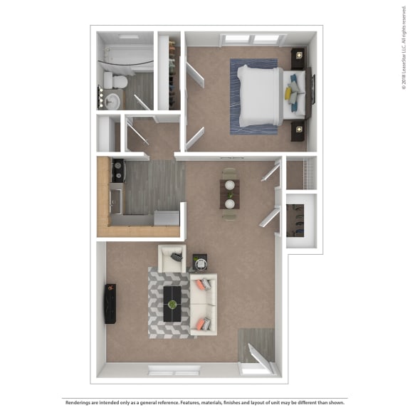 Chambre 1 bedroom 1 bathroom Floor Plan at The Courtyards of Chanticleer, Virginia Beach, 23451