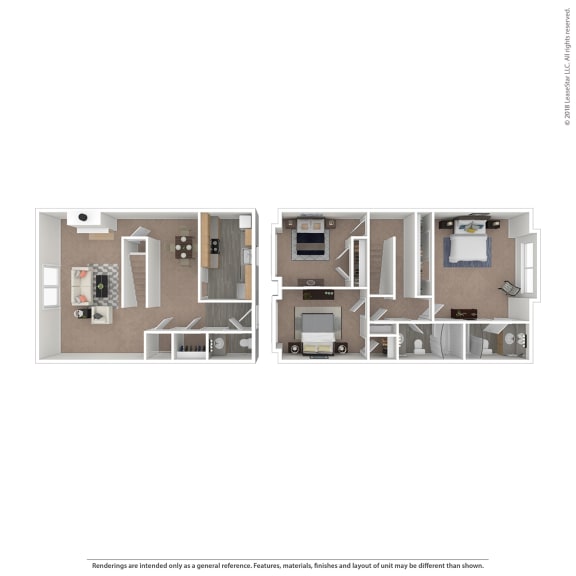 Bordeaux  2 bedroom 2 bathroom  Floor Plan at The Courtyards of Chanticleer, Virginia Beach, VA, 23451