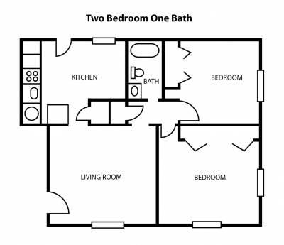  Floor Plan 2 Bed 1 Bath 785 Sq. Ft.