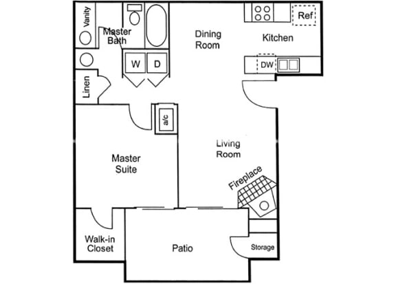 Floor Plan  1 Bed 1 Bath Downstairs