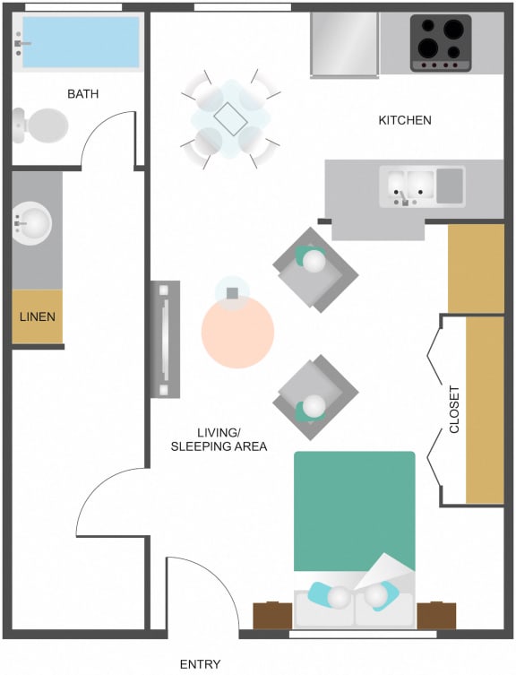 The Palms Apartments Studio Apartment Floor Plan