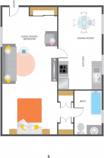 South Olive Apartments Studio Apartment Floor Plan
