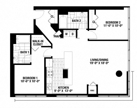 Floor Plan  2 Bedroom. 2 Bathroom.