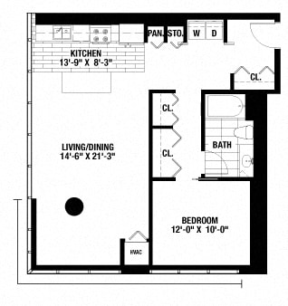 Floor Plan  1 Bedroom. 1 Bathroom.