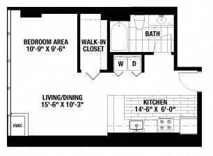 Floor Plan  1 Bedroom. 1 Bathroom.