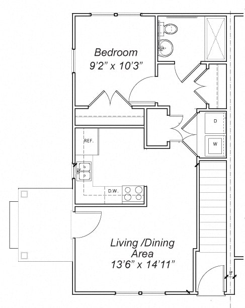 Floor Plan  Hunting Creek 1 Bedroom Apartment Floor Plan
