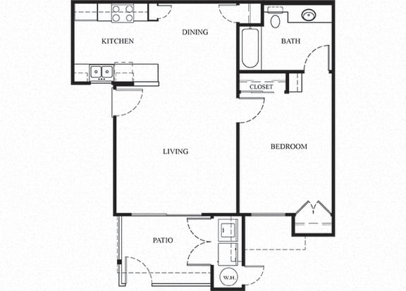 Plan 2 1 Bedroom 1 Bathroom Floor Plan at Knollwood Meadows Apartments, California, 93455