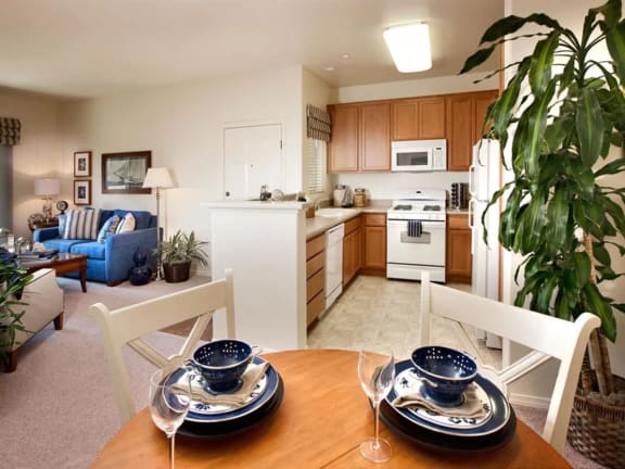 Kitchen at Sumida Gardens Apartments, Santa Barbara, California